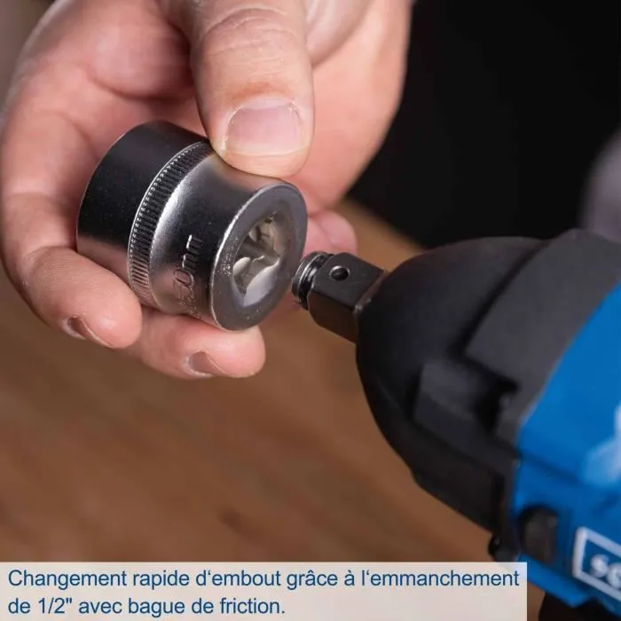 Scheppach Clé à chocs sans fil BC-IW350-X 1/2 - 180Nm/350Nm couple - 3600 bpm - avec 3 douilles - sans batterie ni chargeur