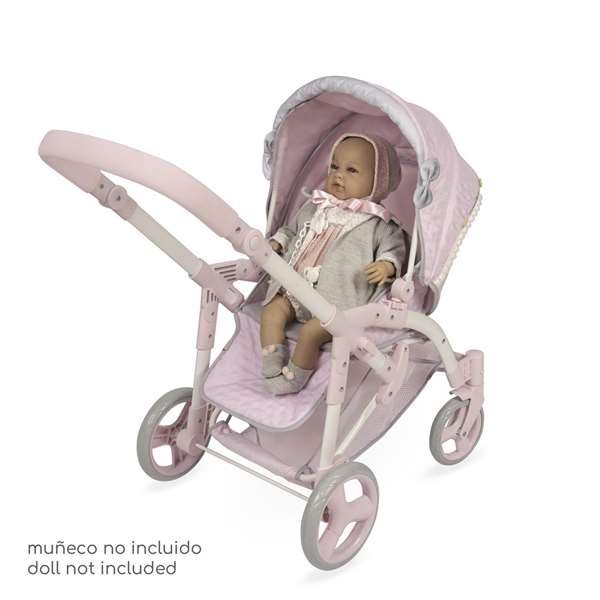Decuevas Sophie - Landau de poupée 3-en-1 pliable pour poupées jusqu'à 48 cm, construction en métal et polyester