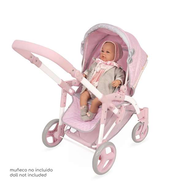 Decuevas Sophie - Landau de poupée 3-en-1 pliable pour poupées jusqu'à 48 cm, construction en métal et polyester