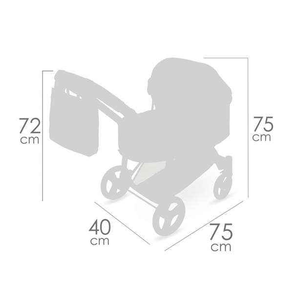 Decuevas Sophie - Landau de poupée 3-en-1 pliable pour poupées jusqu'à 48 cm, construction en métal et polyester