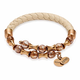 Alex And Ani Bracelet Raíces Beige en Cuir
