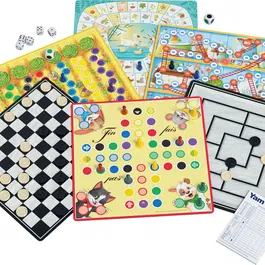Schmidt Spiele - Coffret 100 jeux classiques et originaux - Jeu de société familial pour enfants dès 3 ans - Inclus T'en fais pas et Yam junior