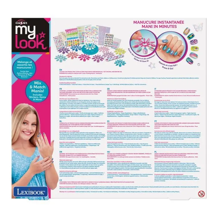 Lexibook Kit de nail art stylé avec stickers, cristaux et bijoux Lexibook Kit de nail art stylé avec stickers, cristaux et bijoux
