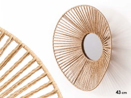 Giftdecor Miroir Oval 43 cm Suspension Corde Naturel Verre Métal (Set de 4)