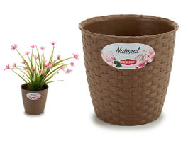 Stefanplast Pot de fleurs naturel intérieur extérieur 14 cm diamètre marron plastique 14x13x14 cm (Set de 12)