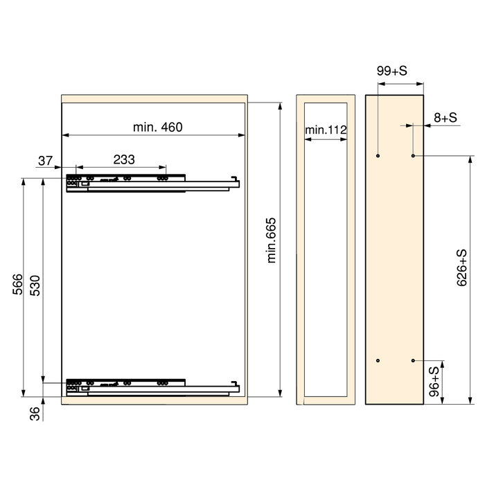 Emuca Porte-bouteilles extractible SupraMax, Module 150mm, Gauche