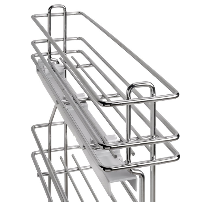 Emuca porte-bouteilles extractible SupraMax avec fermeture à amortie, gauche, 3 plateaux, module 150mm, Acier, Chromé Emuca porte-bouteilles extractible SupraMax avec fermeture à amortie, gauche, 3 plateaux, module 150mm, Acier, Chromé