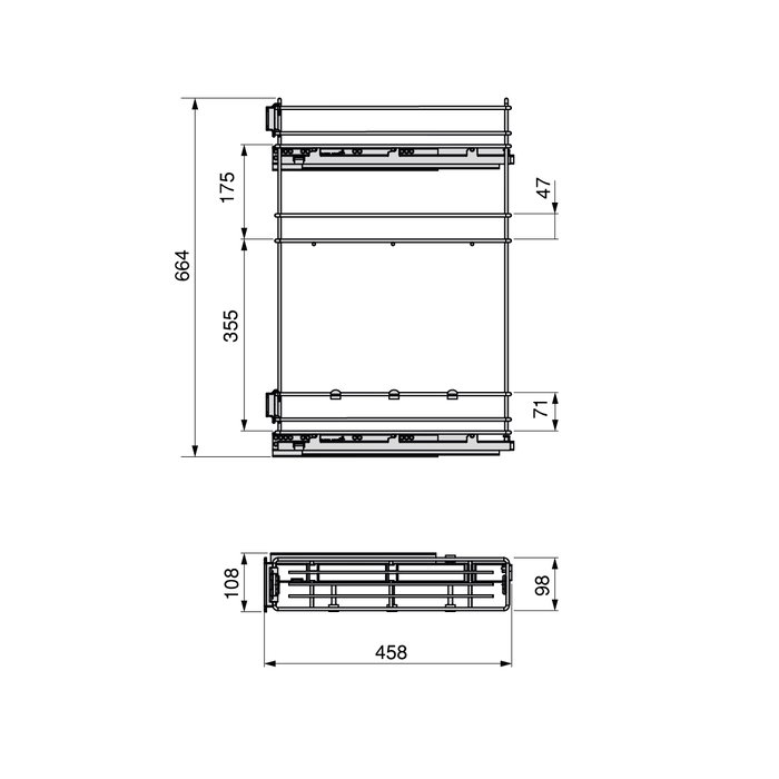 Emuca Porte-bouteilles extractible SupraMax, Module 150mm, Gauche