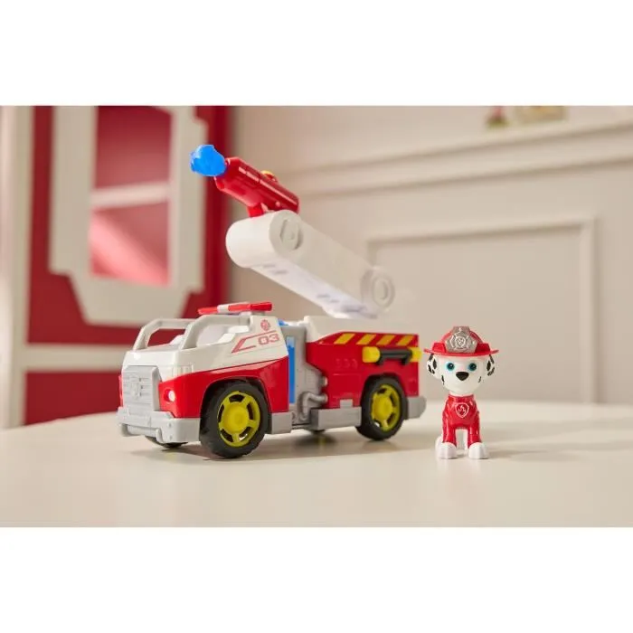 Spin Master Figurine Marcus Pat'Patrouille avec Camion de Pompiers Fire Rescue, 1 Figurine et 2 Projectiles - Jouet Enfant dès 3 ans