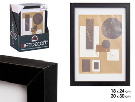 GIFTDECOR Cadre photo mural en bois avec passe-partout 18x24cm Noir