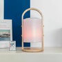 Lumisky Woody Play - Lampe enceinte Bluetooth sans fil avec poignée en bois et LED dimmable