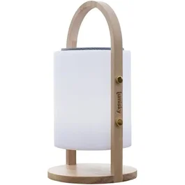 Lumisky WOODY PLAY - Lampe enceinte Bluetooth sans fil - 37 cm avec poignée en bois - LED blanc et multicolore dimmable - Télécommande incluse