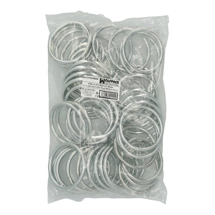 WOLFPACK LINEA PROFESIONAL Anneau zingué 6,0x60 mm (sac de 50 unités) WOLFPACK LINEA PROFESIONAL Anneau zingué 6,0x60 mm (sac de 50 unités)