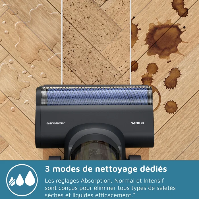 Philips XW6264/11 Aspirateur Balai Laveur 2-en-1 Série 6000 - Technologie AquaSpin, Lavage et Aspiration, Autonomie jusqu'à 30 min, Noir & Corail