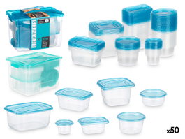 LEKNES Set de 50 boîtes de conservation assorties Bleu et Vert