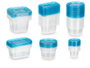 LEKNES Lot de 50 boîtes de repas avec anse, couleurs assorties, 32x21x23 cm, plastique PP (Set de 4)