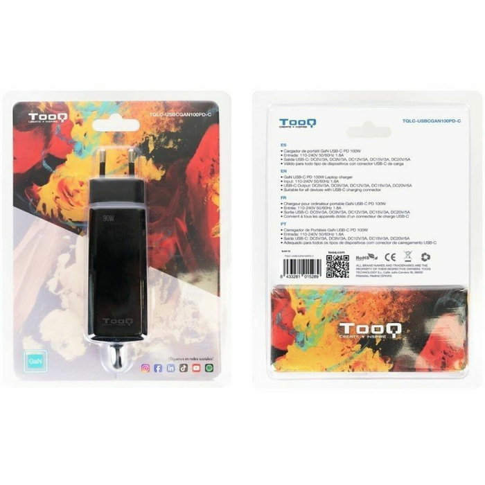 Chargeur d'ordinateur portable TooQ TQLC-USBCGAN100PD-C 1,8 m