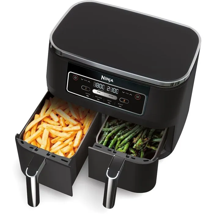 Ninja AF200EU - Friteuse sans huile Air Fryer - Double cuve de 7,6 L - 4 programmes de cuisson - Puissance 2400 W