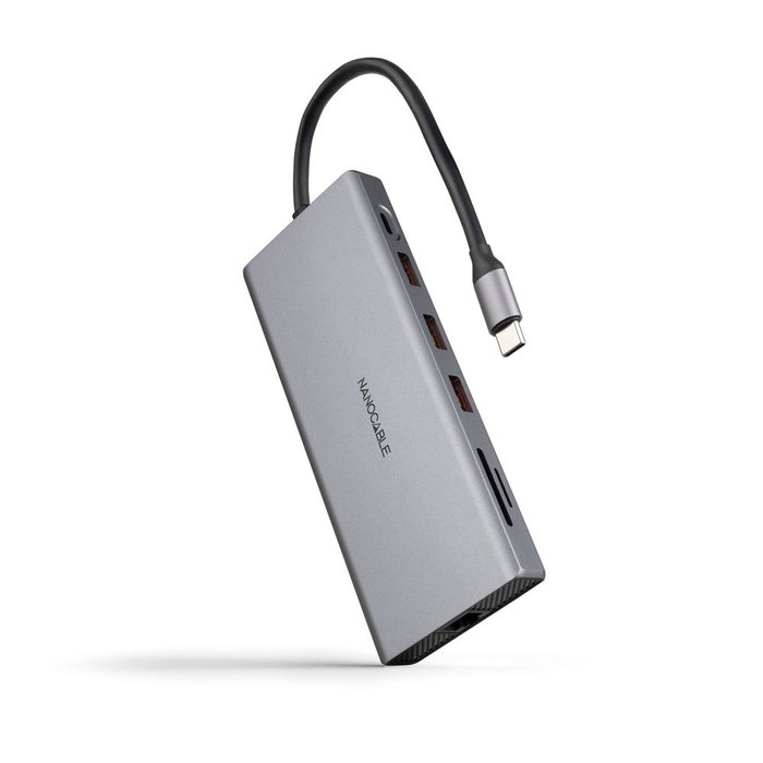 Nanocable Hub USB-C 12 en 1 Multiports avec 3x USB-A 3.2, 2x HDMI 4K, DisplayPort, Ethernet, SD, PD 100W Nanocable Hub USB-C 12 en 1 Multiports avec 3x USB-A 3.2, 2x HDMI 4K, DisplayPort, Ethernet, SD, PD 100W