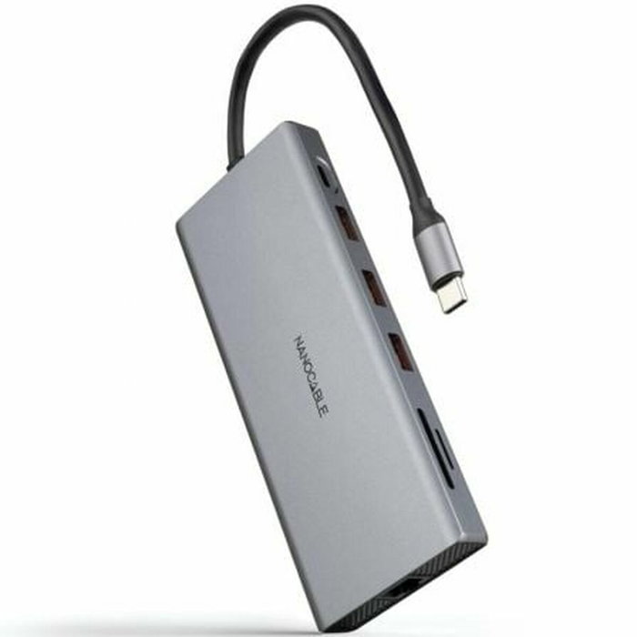 Hub USB NANOCABLE Hub 12en1 Gris 18 cm Hub USB NANOCABLE Hub 12en1 Gris 18 cm