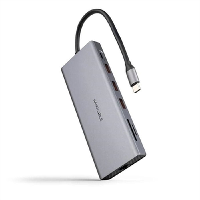 Hub USB NANOCABLE Hub 12en1 Gris 18 cm Hub USB NANOCABLE Hub 12en1 Gris 18 cm