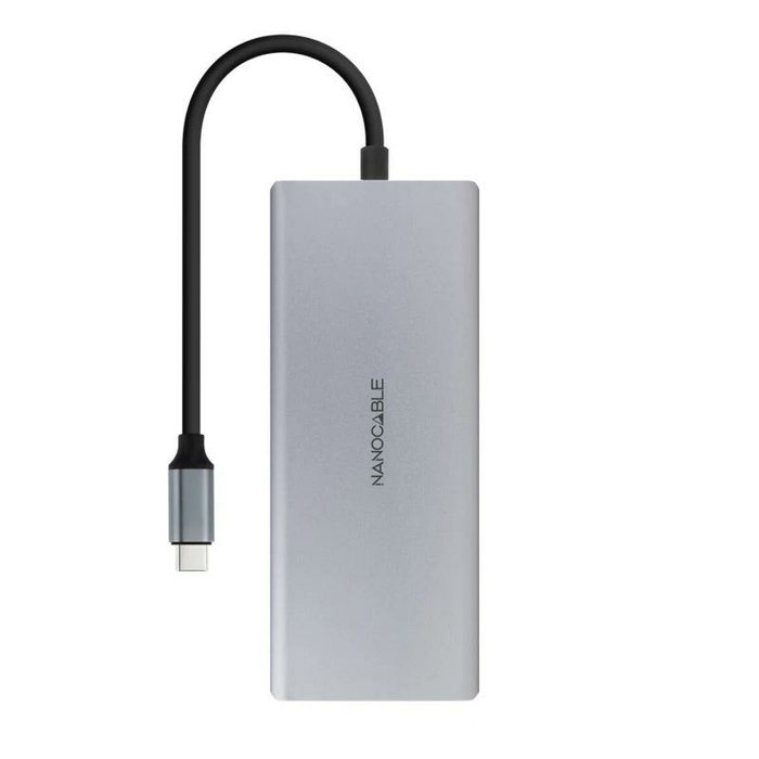 Hub USB NANOCABLE Hub 12en1 Gris 18 cm Hub USB NANOCABLE Hub 12en1 Gris 18 cm