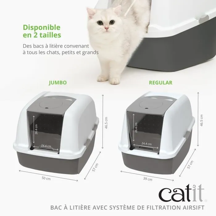 Catit Airsift Regular - Maison de toilette à filtration intégrée pour chat - Système Airsift anti-odeurs - Dimensions 57 x 39 x 46,5 cm