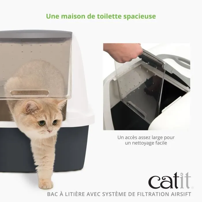 Catit Airsift Regular - Maison de toilette à filtration intégrée pour chat - Système Airsift anti-odeurs - Dimensions 57 x 39 x 46,5 cm