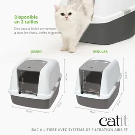 Catit Airsift Regular - Maison de toilette à filtration intégrée pour chat - Système Airsift anti-odeurs - Dimensions 57 x 39 x 46,5 cm