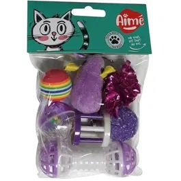AIMÉ Lot de 7 Jouets pour Chat - Variété de Jouets Ludiques pour Intérieur et Extérieur