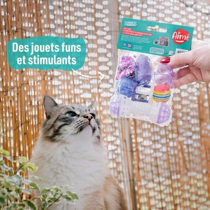 Aimé Lot de 7 Jouets pour Chat Rose et Bleu