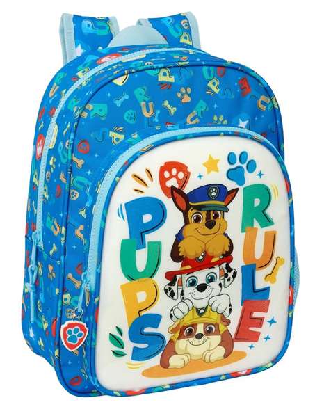 Paw Patrol - Mochila enfant Patrulla Canina Pups Rule 34 cm avec bolsillo portabotellas y bolsillo frontal ergonómico