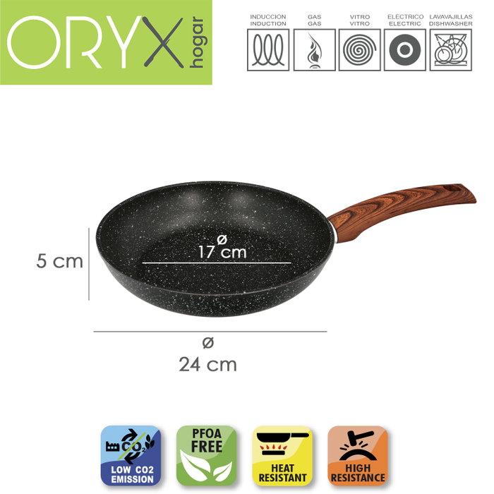 ORYX Poêle en Aluminium Forgé Antiadhésif Effet Pierre Ø 24 cm