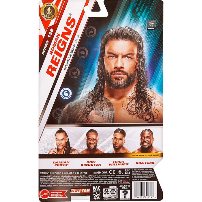 Mattel WWE Figurine Action Main Event Series Roman Reigns 15.24 cm avec 14 Points d'Articulation - JGD40