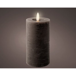 Lumineo Bougie LED à effet flamme, gris anthracite, surface rustique