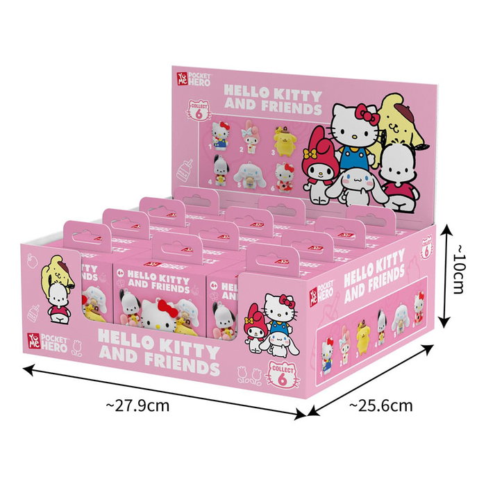 YuMe Toys Présentoir de 12 porte-clés Pocket Hero Hello Kitty and Friends Sanrio
