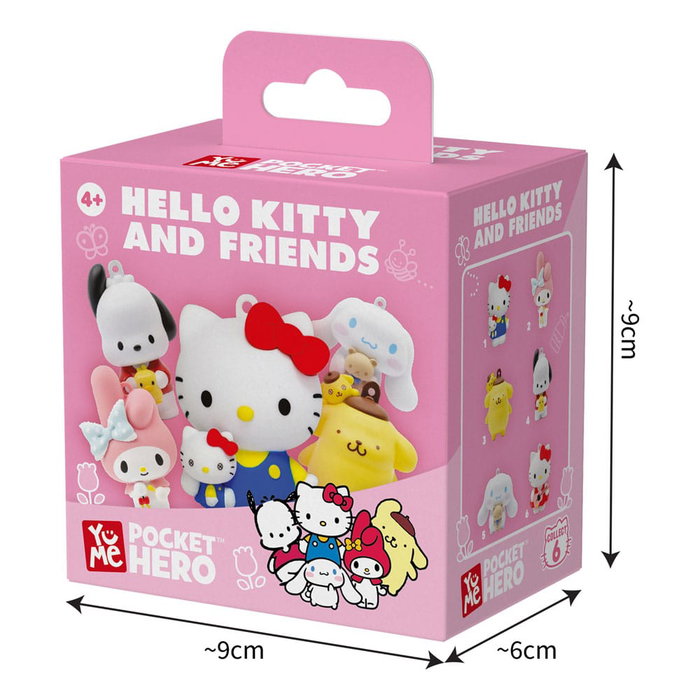 YuMe Toys Présentoir de 12 porte-clés Pocket Hero Hello Kitty and Friends Sanrio