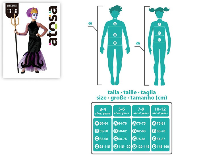 Atosa Déguisement Robe Violette Reine Malvade pour Enfant