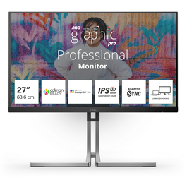 AOC Q27U3CV - Écran PC Graphic Pro 27" IPS Quad HD 2560x1440, USB-C, Haut-parleurs intégrés, Noir