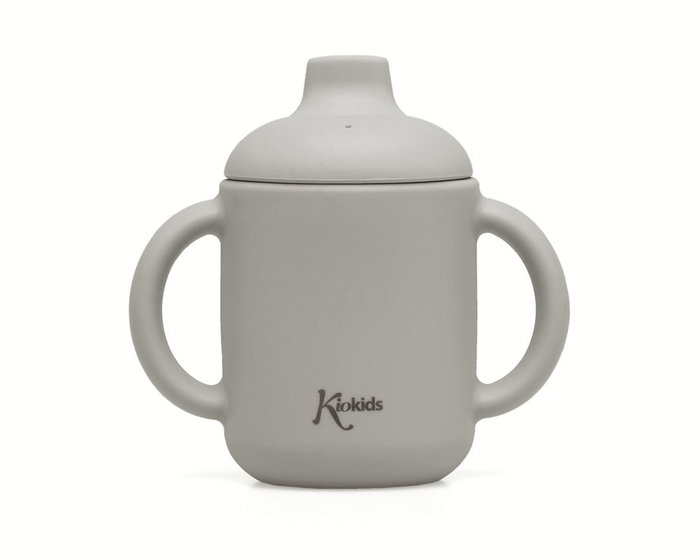 KioKids Tasse d'apprentissage en silicone grise avec poignées 120 mL, pour bébé à partir de 4 mois KioKids Tasse d'apprentissage en silicone grise avec poignées 120 mL, pour bébé à partir de 4 mois