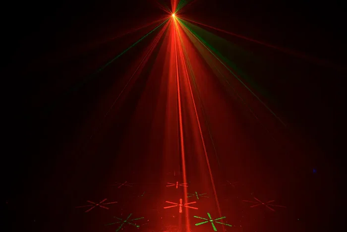 ALGAMLIGHT Phebus2 - Projecteur LED Laser Combo 3 en 1 Derby, Stroboscope et Laser avec DMX - 66W pour Effets Lumière