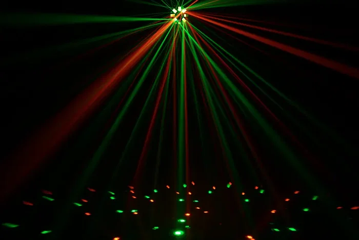 ALGAMLIGHT Phebus2 - Projecteur LED Laser Combo 3 en 1 Derby, Stroboscope et Laser avec DMX - 66W pour Effets Lumière