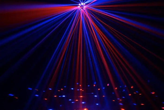 ALGAMLIGHT Phebus2 - Projecteur LED Laser Combo 3 en 1 Derby, Stroboscope et Laser avec DMX - 66W pour Effets Lumière