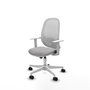 Chaise Cilanco Synchro 3 positions tissu Gris clair Maille Blanc Structure polyamide blanc Accoudoirs blancs Sans appui-tête Roulettes 65mm nylon