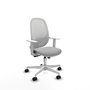 Chaise Cilanco Synchro 3 positions tissu Gris clair Maille Blanc Structure polyamide blanc Accoudoirs blancs Sans appui-tête Roulettes 65mm nylon