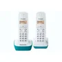 Panasonic KX-TG1612FRC - Téléphone DECT sans fil duo avec 2 combinés, écran éclairé, sans répondeur, bleu
