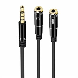 Ewent Câble adaptateur audio Jack 3,5 mm mâle vers 2x Jack 3,5 mm femelle EC1641, noir, 0,30 m