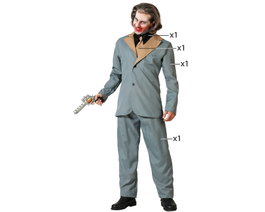 Atosa Disfraz de Clown Gris avec Cravate pour Homme Adulte