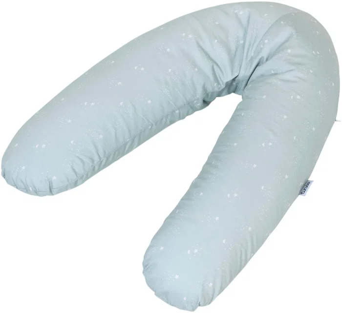 Tineo - Coussin de maternité ergonomique - Déhoussable en jersey de coton - Double usage grossesse et allaitement - Vert d'eau étoiles Tineo - Coussin de maternité ergonomique - Déhoussable en jersey de coton - Double usage grossesse et allaitement - Vert d'eau étoiles
