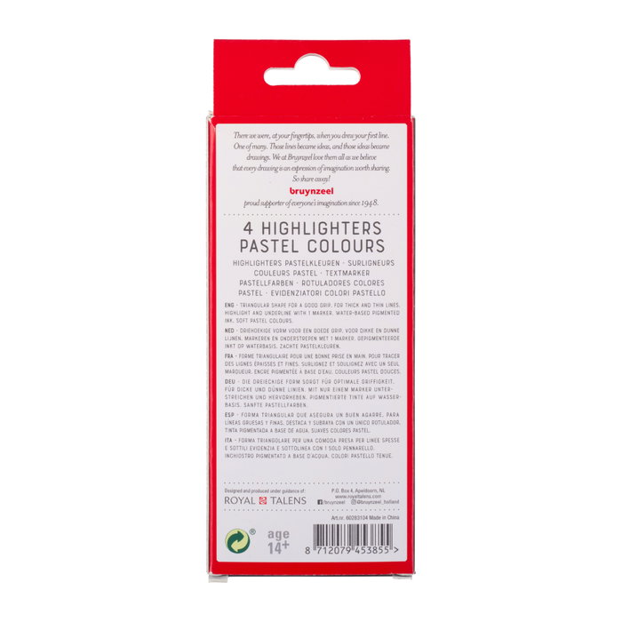 Bruynzeel 4 rotuladores fluorescentes – couleurs pastel